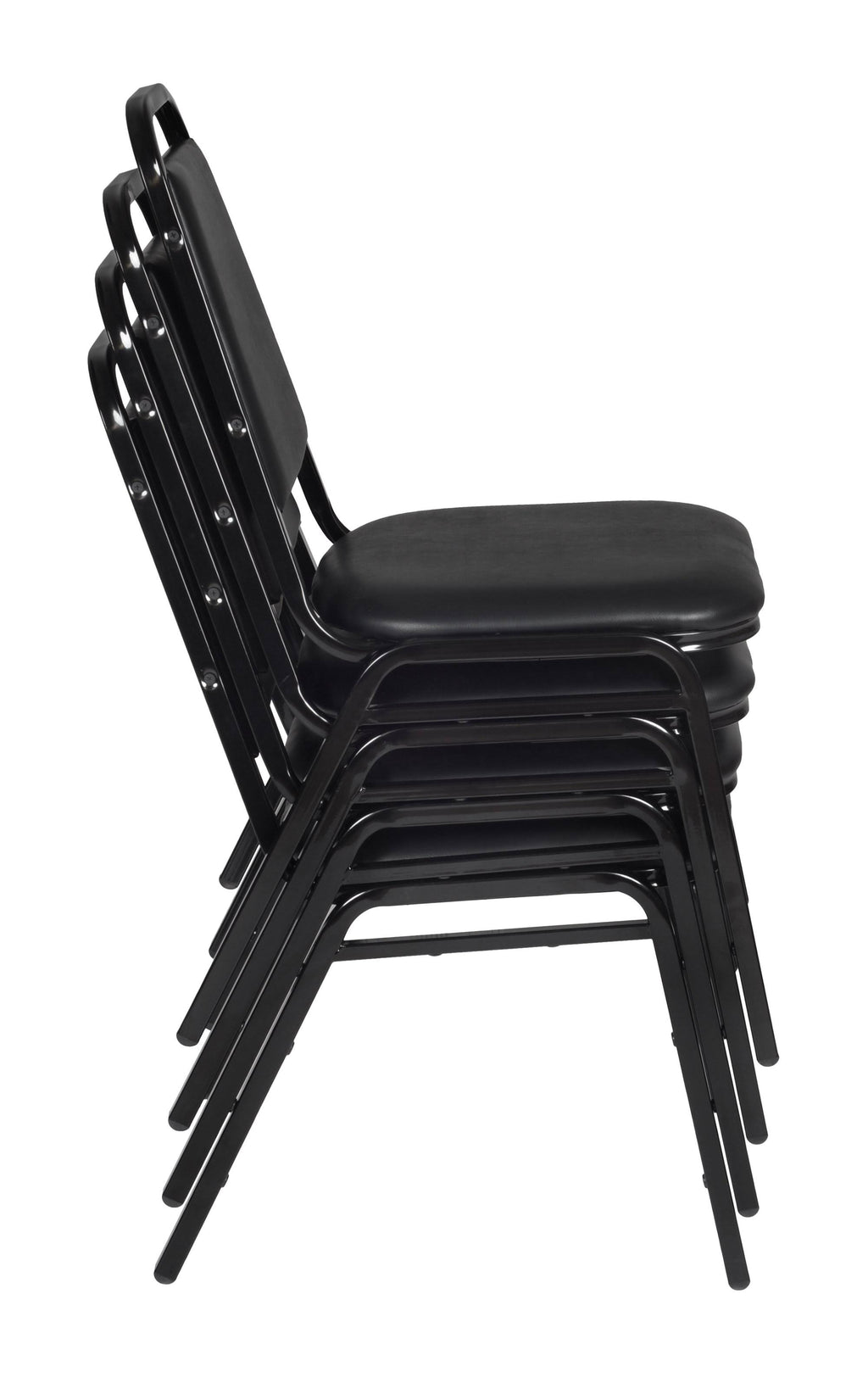 Maple Round Breakroom Table and 4 Black Stack Chairs T17094