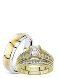 Yellow Gold Plated Stainless Steel Wedding Ring Set K2789
