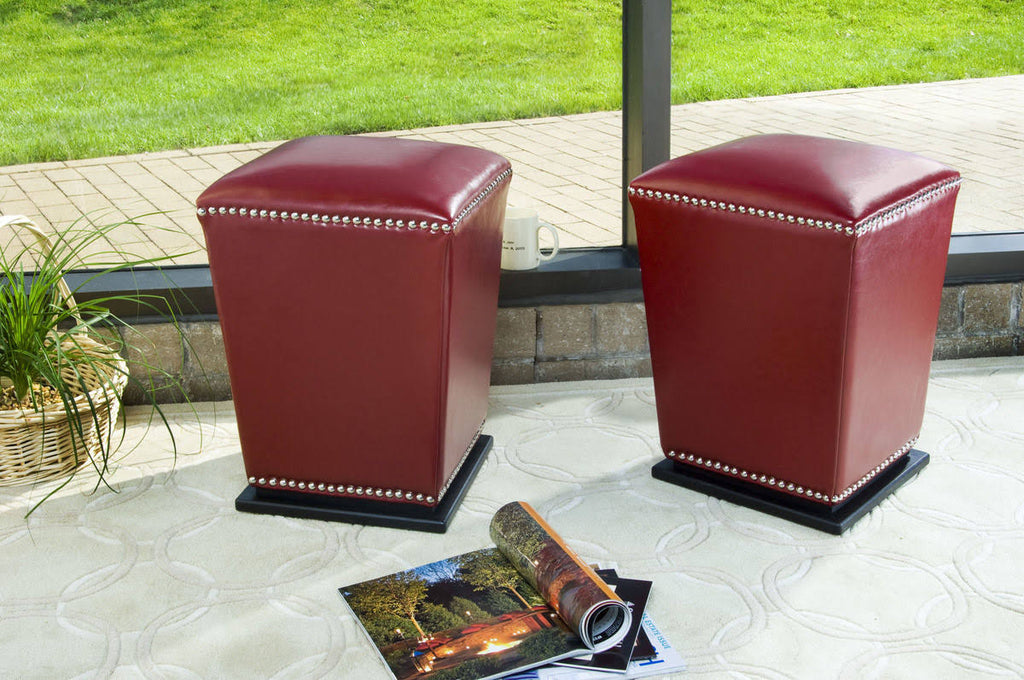 Red Ottoman Set of 2 L97913