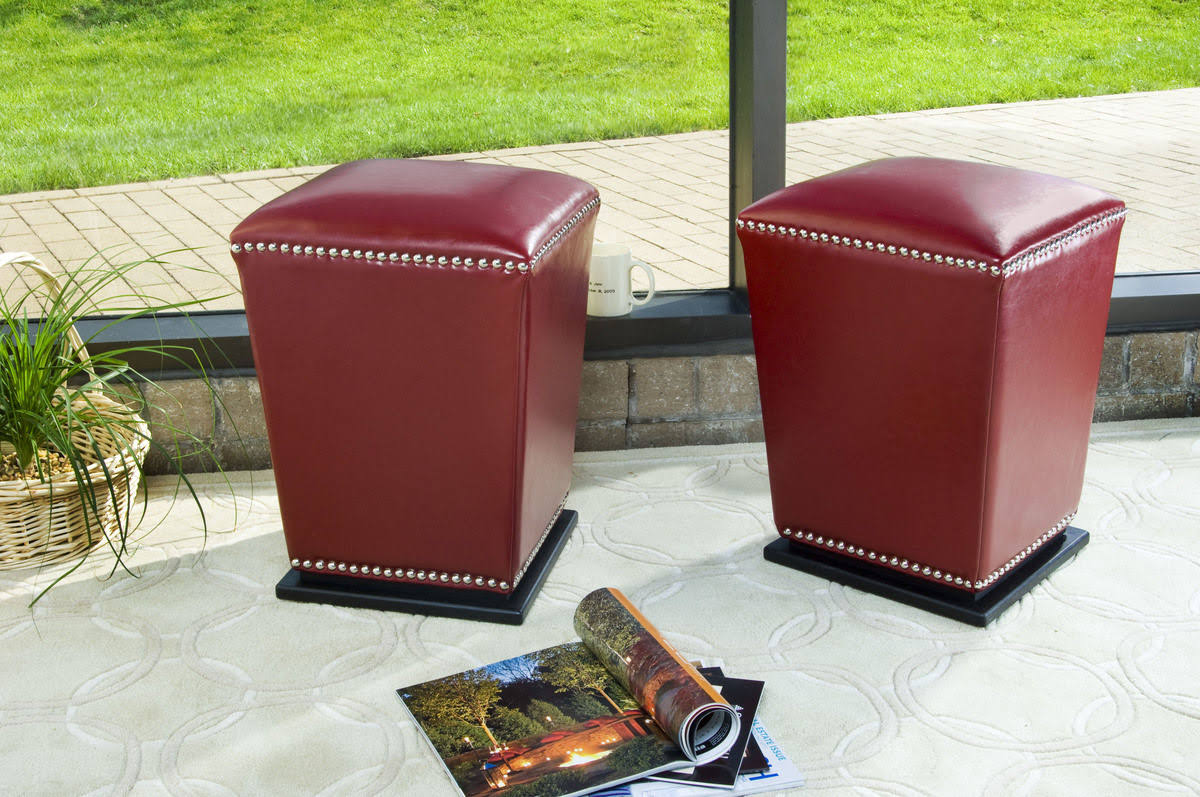 Red Ottoman Set of 2 L97913
