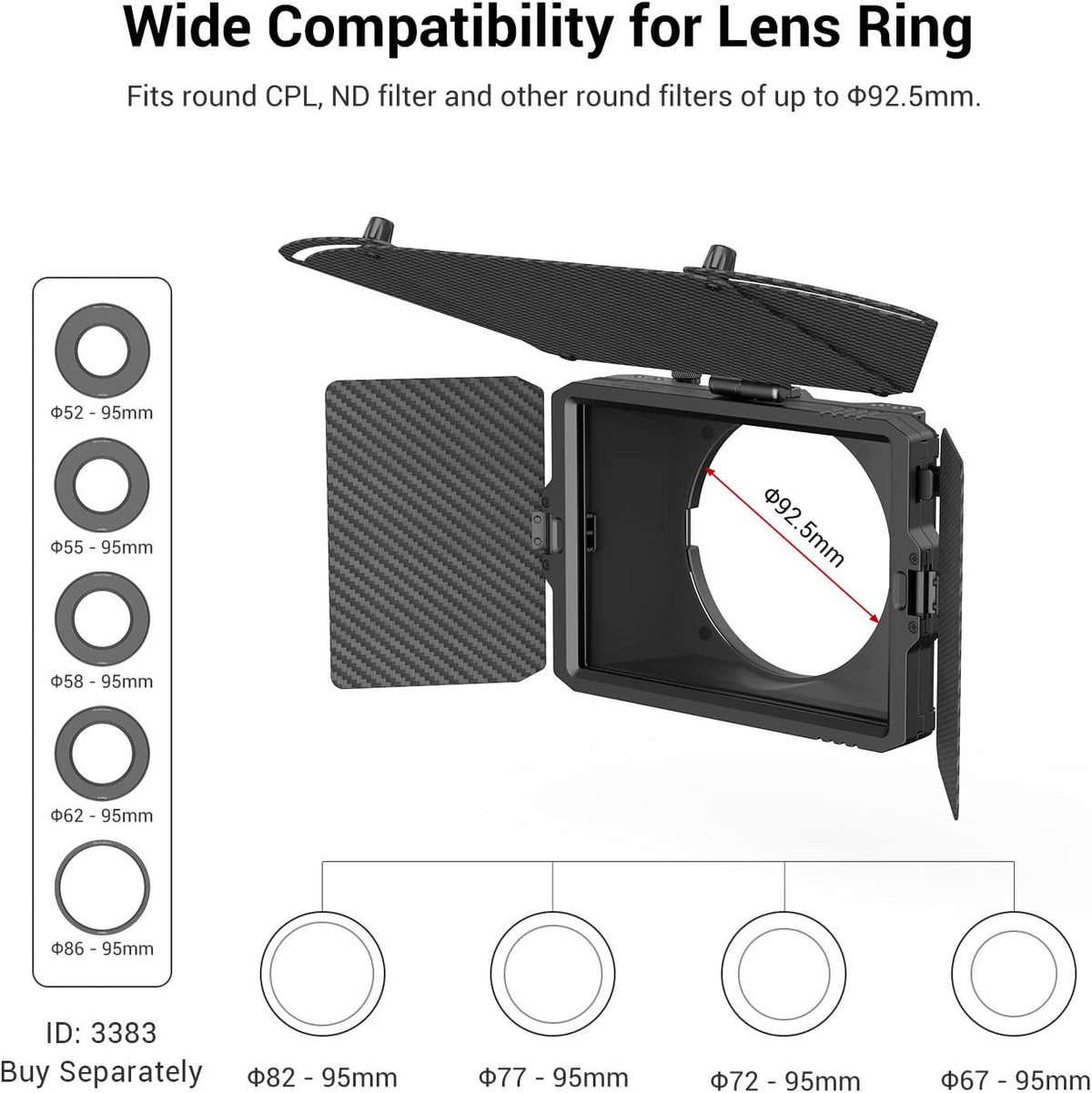 Mini Matte Box Pro with 4 x 5.65 Filter Trays and Adapter Ring H14846
