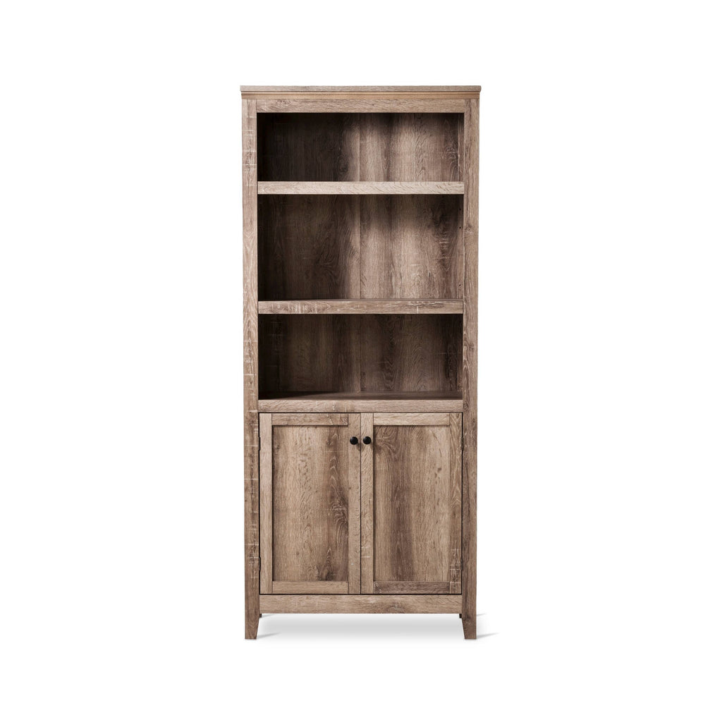 Rustic 5-Shelf Bookcase with Storage U37967