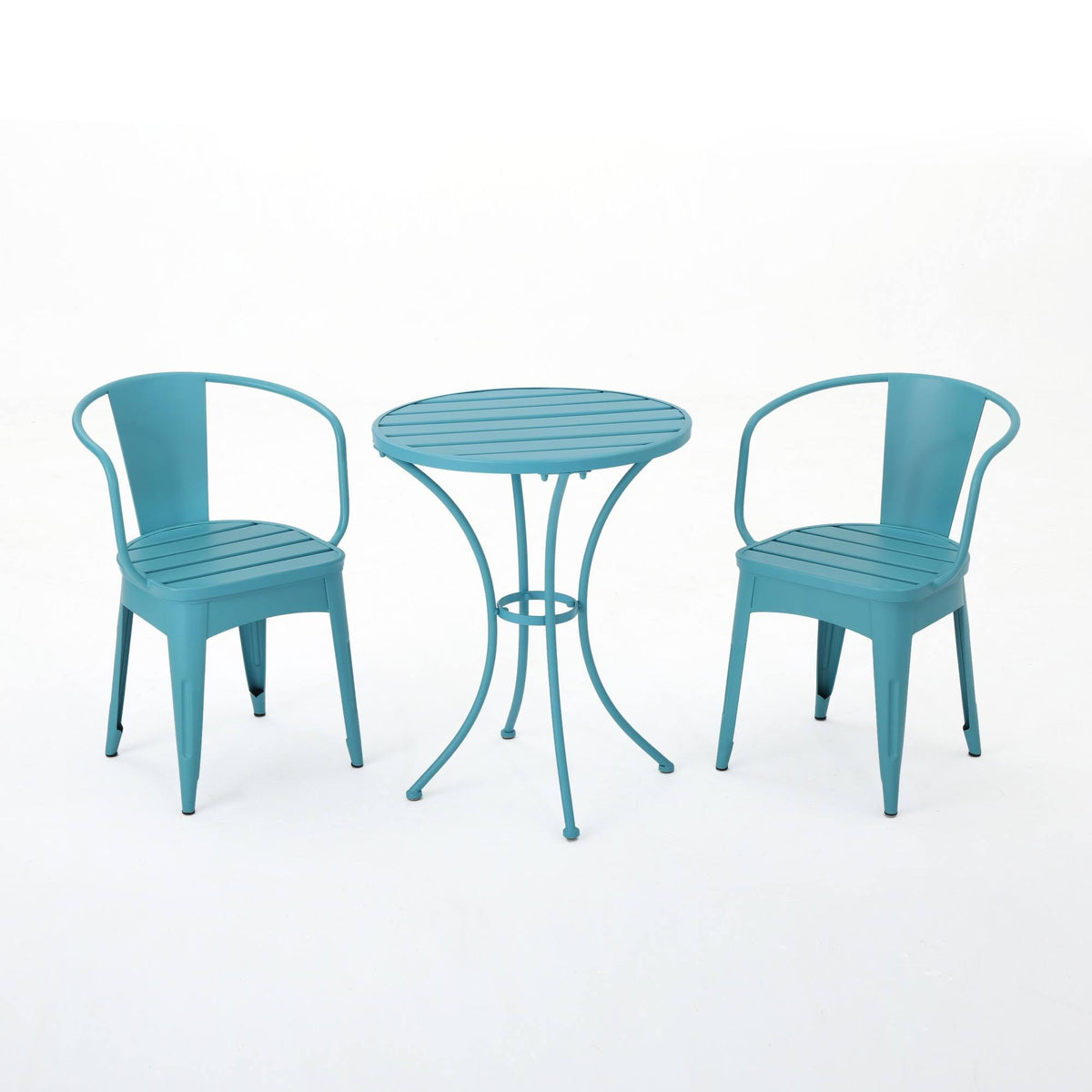 3PC Cast Iron Patio Bistro Set Matte Blue B496