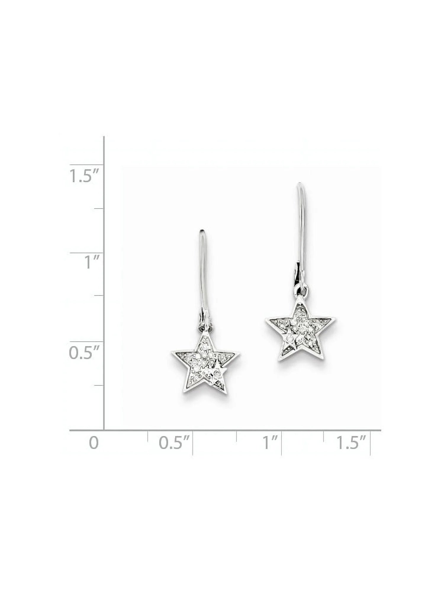 Sterling Silver Rhodium-plated Diamond Leverback Earrings Z907