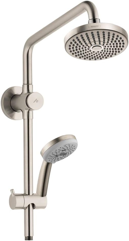 Brushed Nickel Showerpipe System with Showerhead & Hand Shower I357