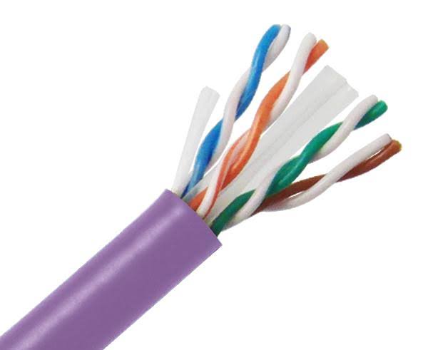 Purple Cat6 Bulk Riser Ethernet Cable, CMR UL Listed Solid Copper UTP, 24 AWG 1000ft L231226