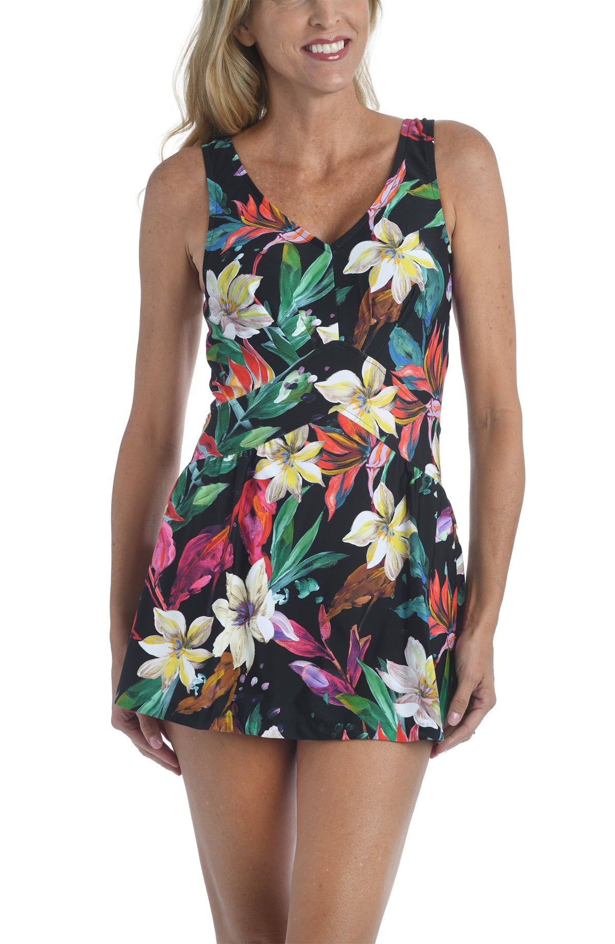 Multi Tropical Print Swimdress F12358