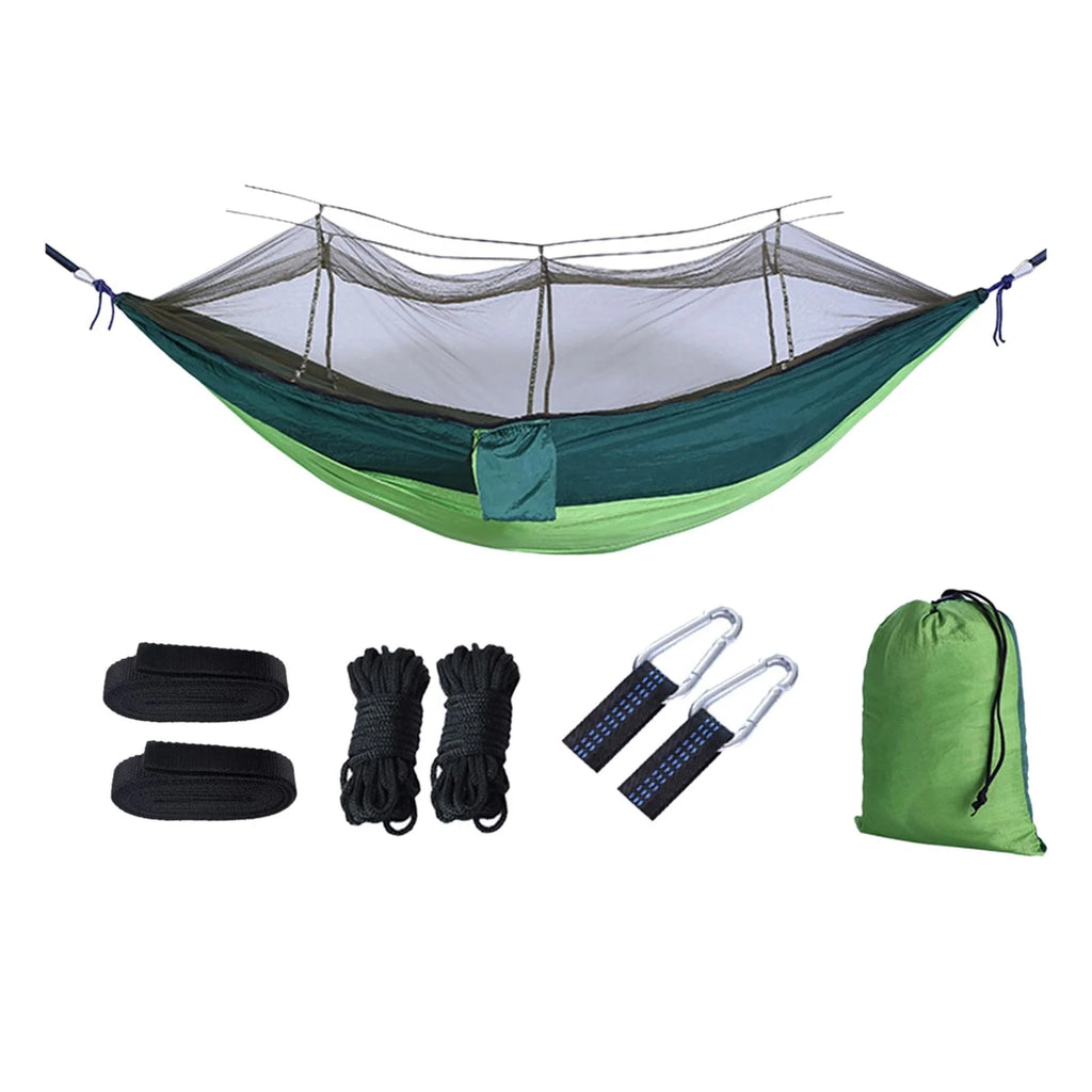 Camping Hammock with 2 Hanging Straps, Lightweight Parachute Hammock, dark green E44440