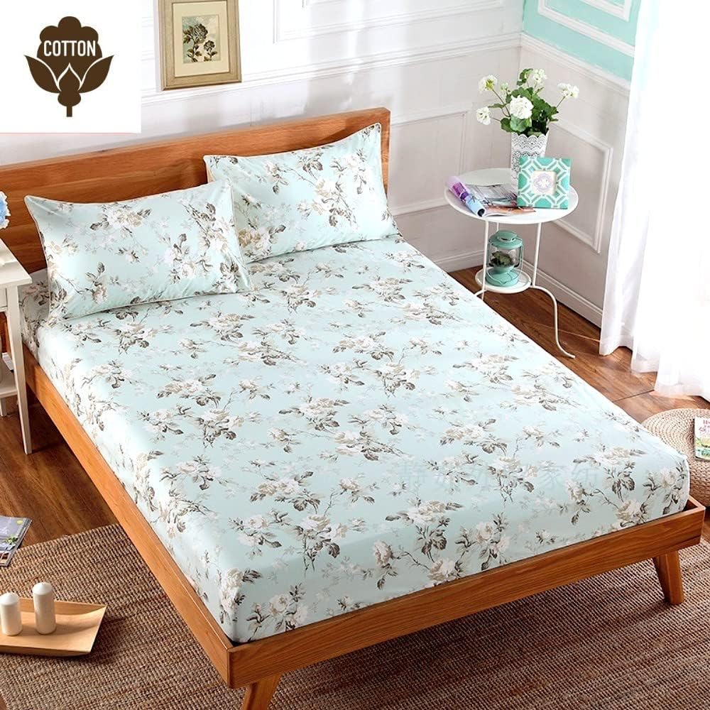 Green Birds Percale Cotton Queen Bed Sheet Set 4 Pieces Deep Pocket 18 Inches X316