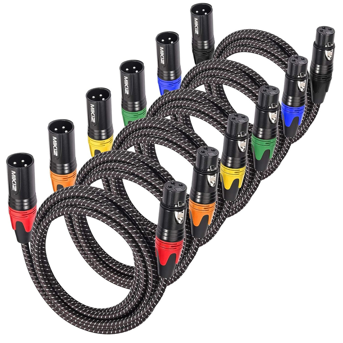 25ft XLR Cables Braided Male to Female Microphone Cable 10-Pack D2775