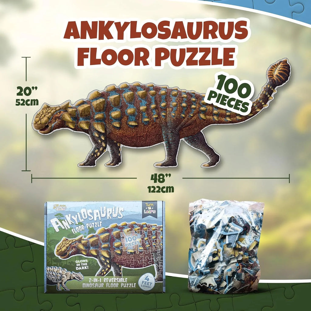 100-Piece Double Sided Glow-in-The-Dark Dinosaur Jigsaw Puzzle C93969