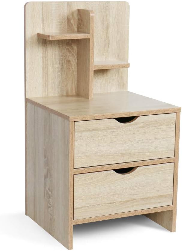 Black Lifting Top Nightstand with 2 Drawer Storage Cabinet W9980