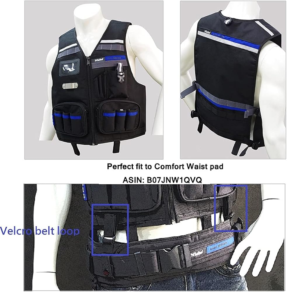 Heavy Duty Work Vest with Adjustable Straps, Tool Pockets and Reflective Stripes R9361