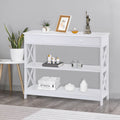 White Wooden Console Table with 1 Drawer and 2 Storage Shelves S512021