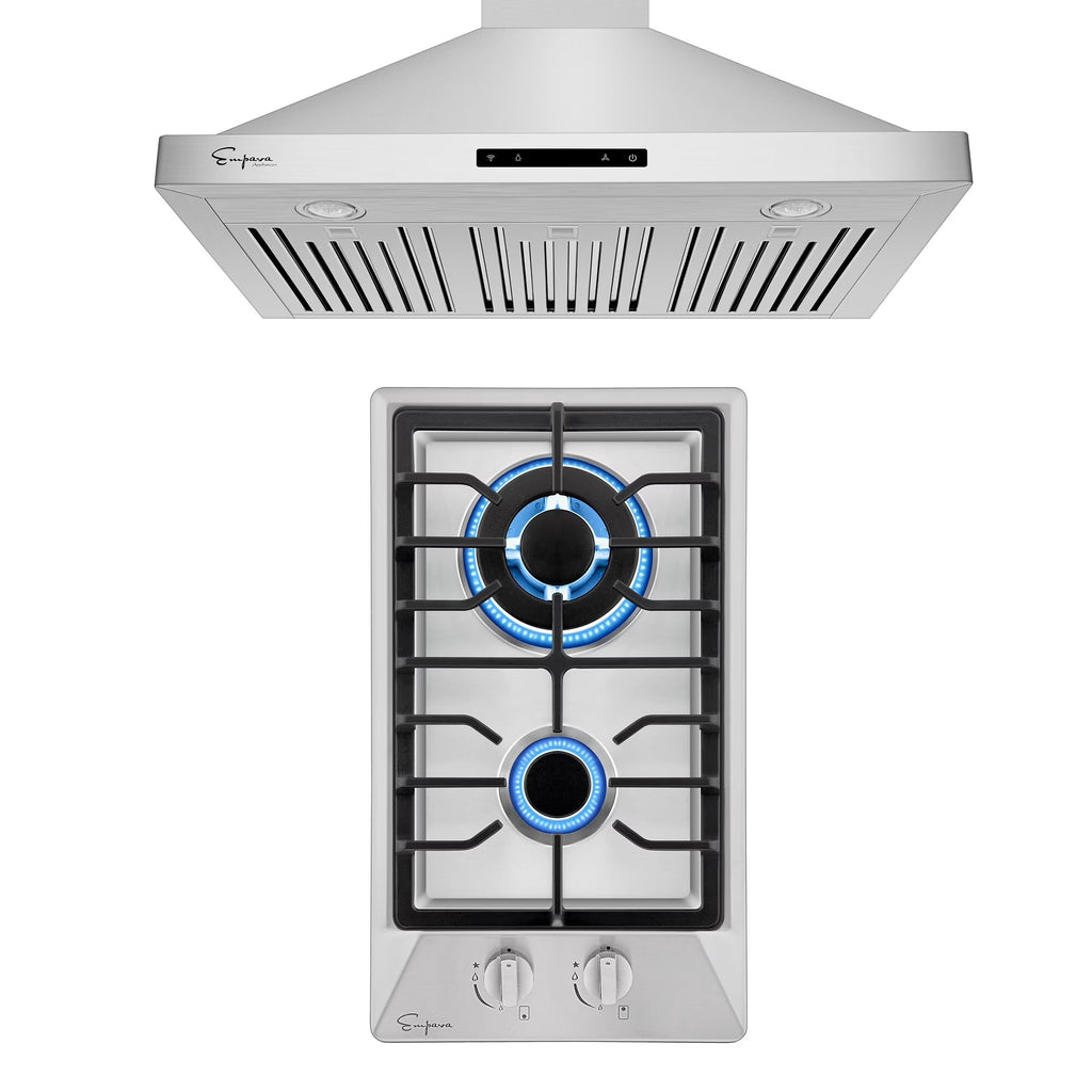 2 Piece Gas Cooktop and Wall Mount Range Hood X739