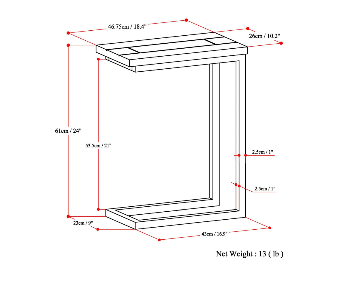 Solid Mango Wood and Metal Rectangle Industrial Side Table C575