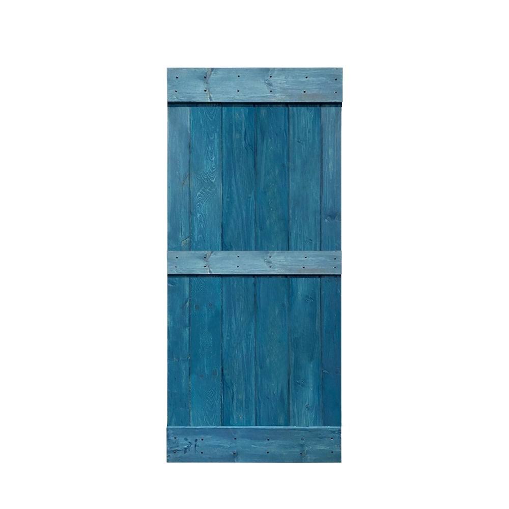 Solid Sage Green Stained Pine Wood Interior Sliding Barn Door Slab F571397