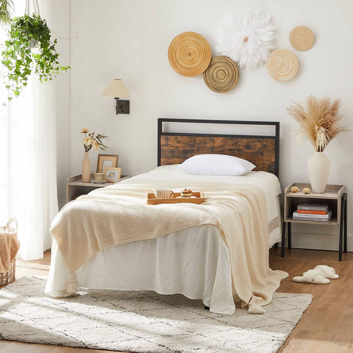Twin Size Metal Bed Frame with Headboard A672361