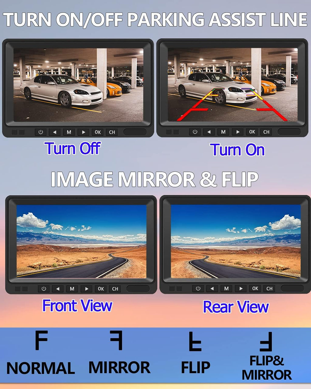 2 Digital Wireless Backup Camera System 7'' Monitor IP69K Waterproof U398095