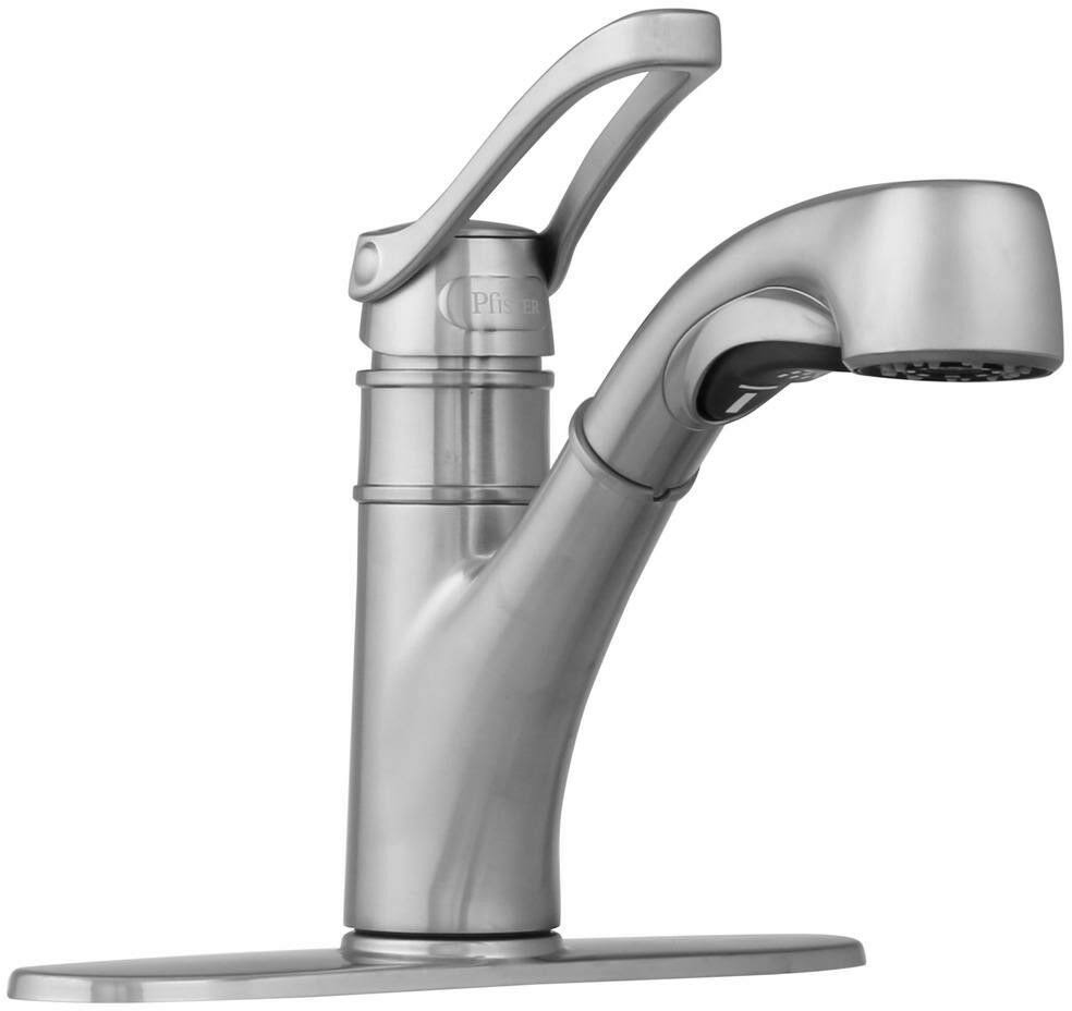 Single-Handle Pull-Out Sprayer Kitchen Faucet in Stainless Steel W297430