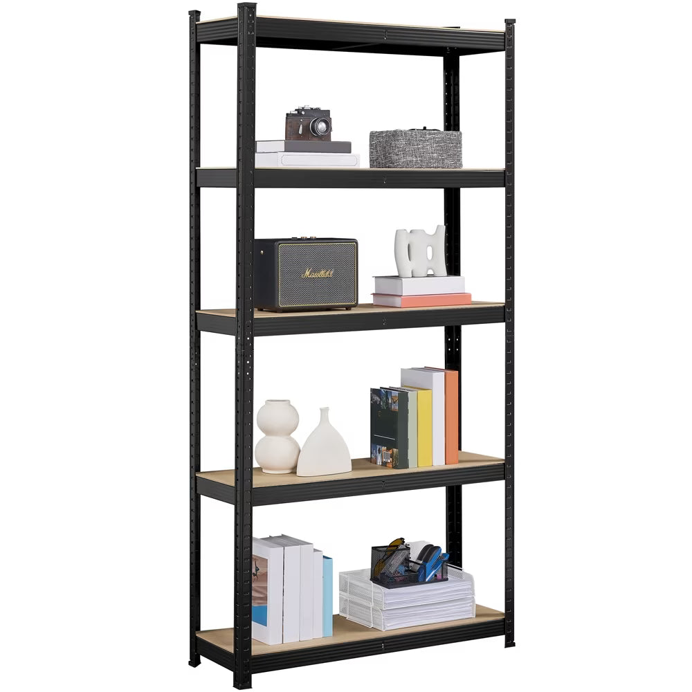 Black 5-Tier Adjustable Steel Storage Shelves M478405
