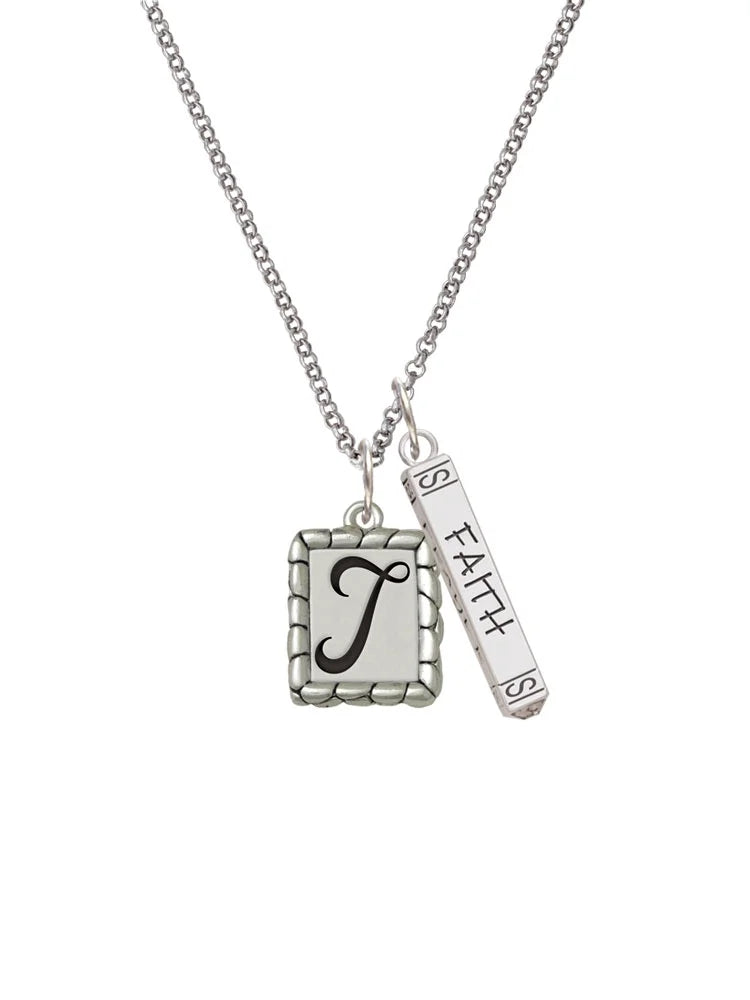 Silvertone Initial Bar Charm Necklace, 23" O484