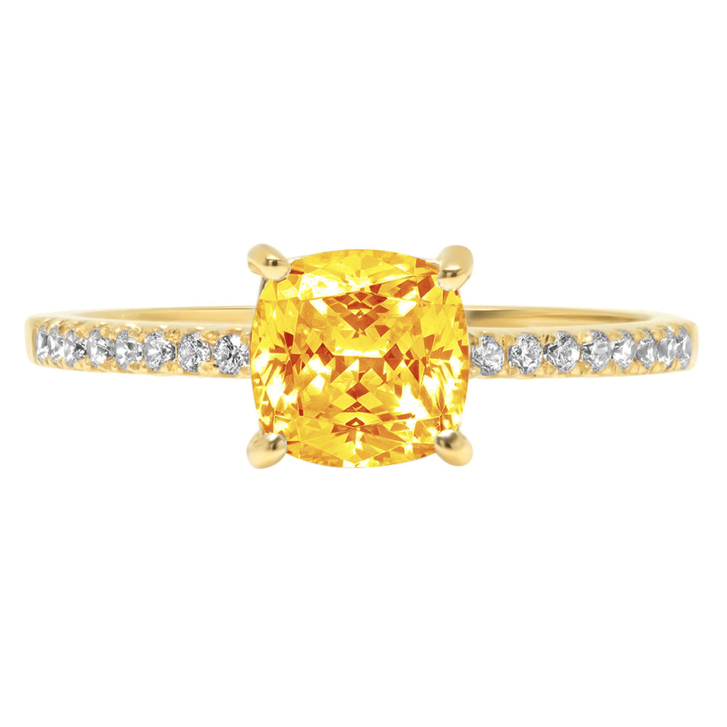 Cushion Cut Yellow Citrine 18k Yellow Gold Ring Size 3.75 R9748