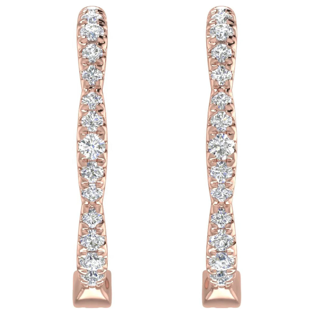 1/4 Carat Diamond Hoop Earrings in 10K Rose Gold A37677