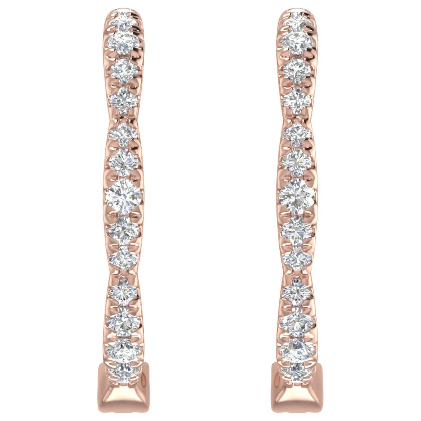 1/4 Carat Diamond Hoop Earrings in 10K Rose Gold A37677