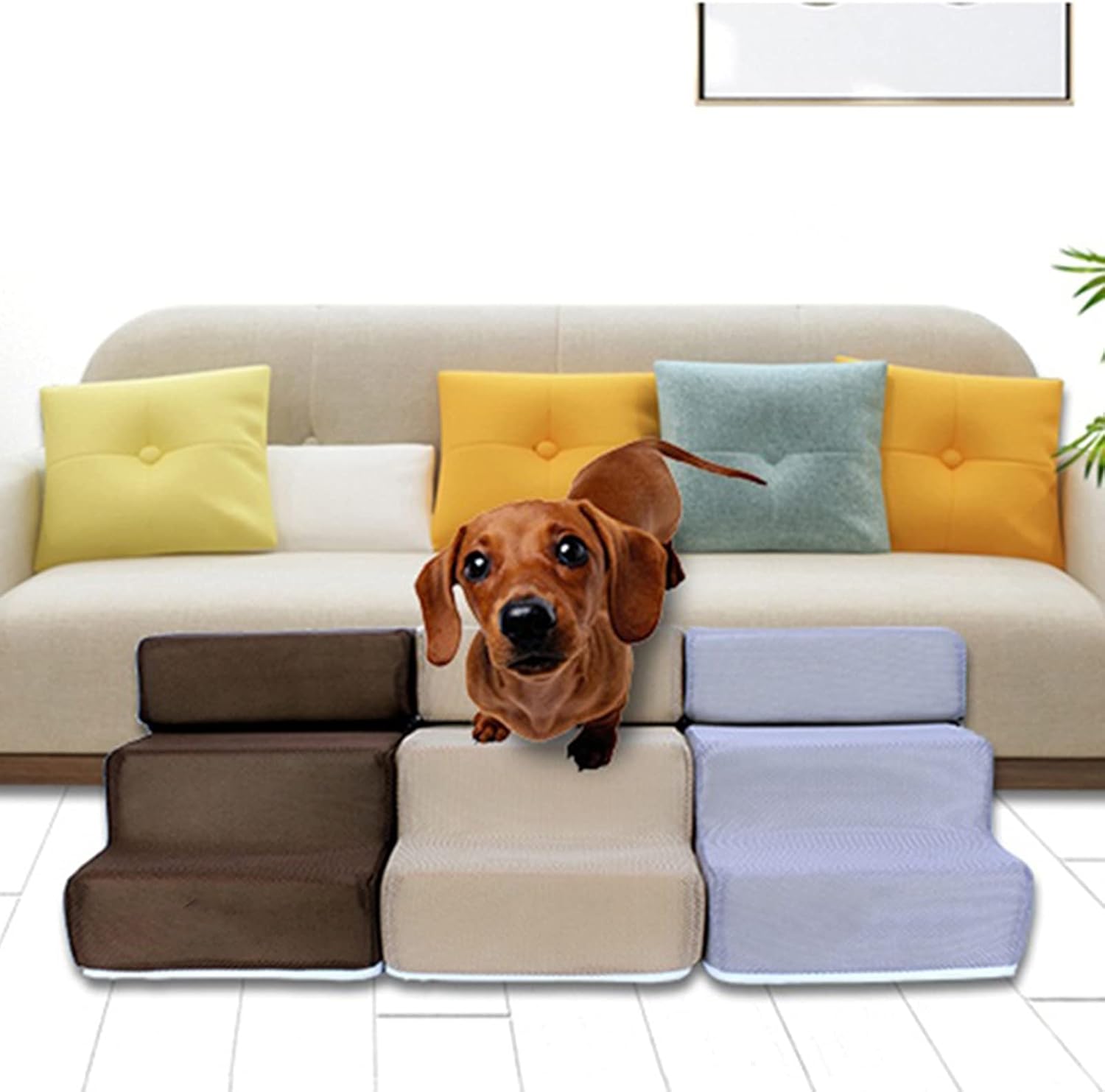Blue Detachable Anti-Slip Faux Leather Dog Ramp Stairs Cover C648