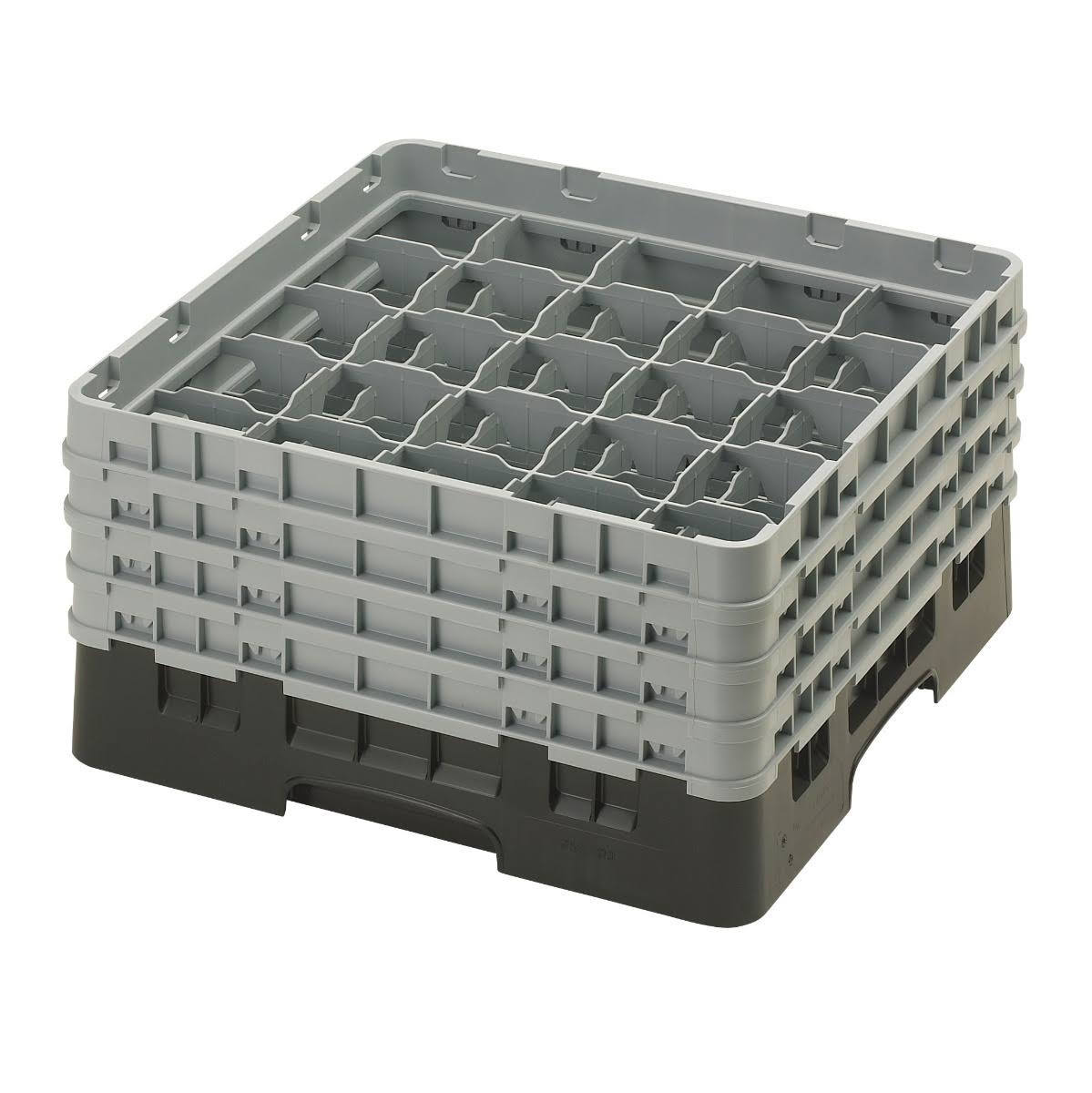 25 Compartment Full Size Glass Rack with 4 Extenders, Black F7592
