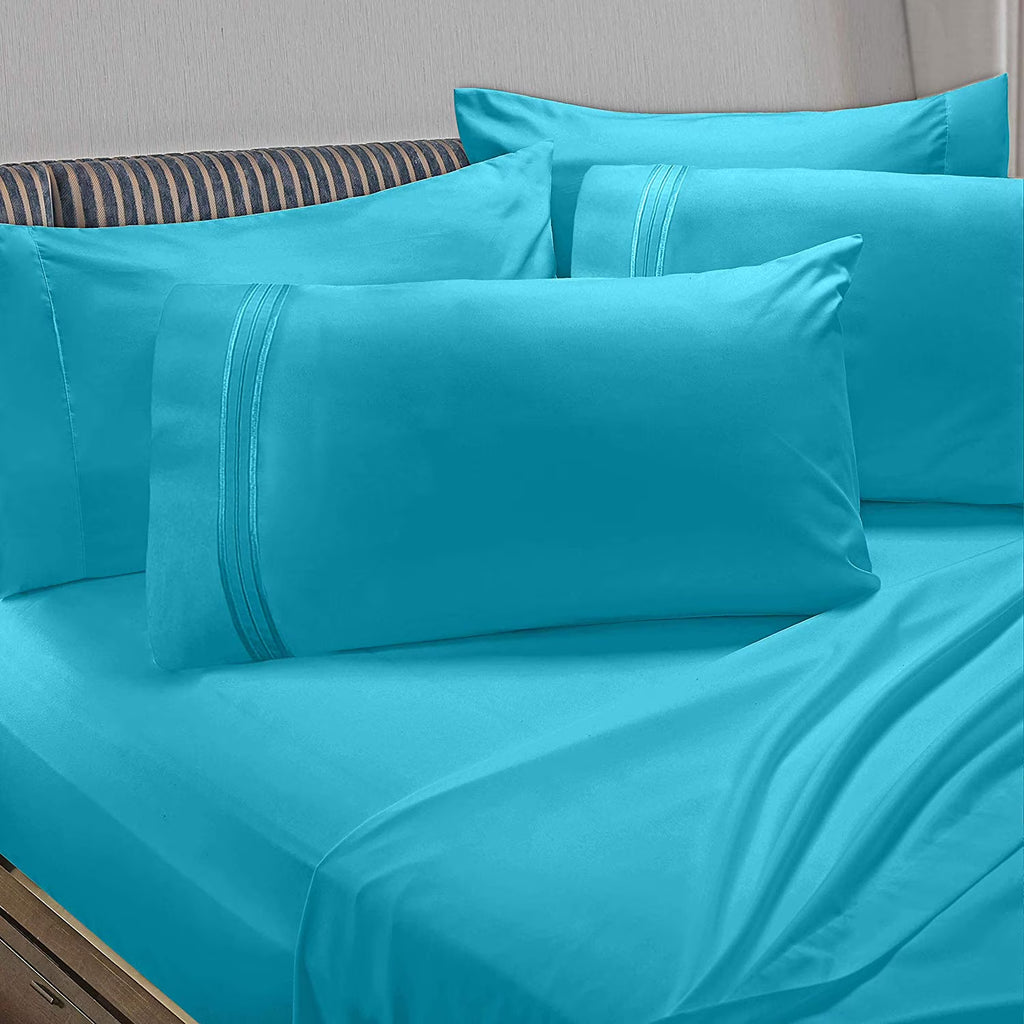 6 Piece California King Microfiber Bed Sheet Set with Extra Pillowcases O895588