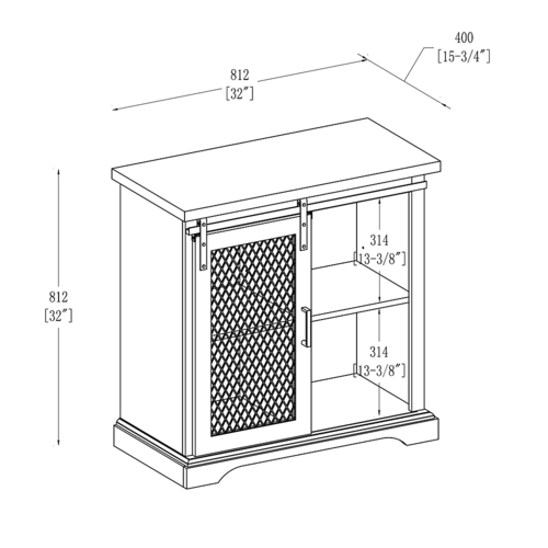 Dark Walnut Sliding Metal Mesh Door Buffet Cabinet T40480