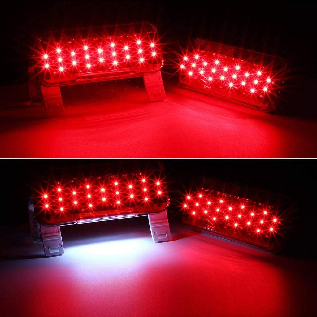 12V LED RV Camper Trailer Tail Light Kit, 5X Amber Double Bullseye LED Side Marker Clearance Lights, Red LED Stop Turn Brake Tail Lights, White Base Pack of 2 B903266