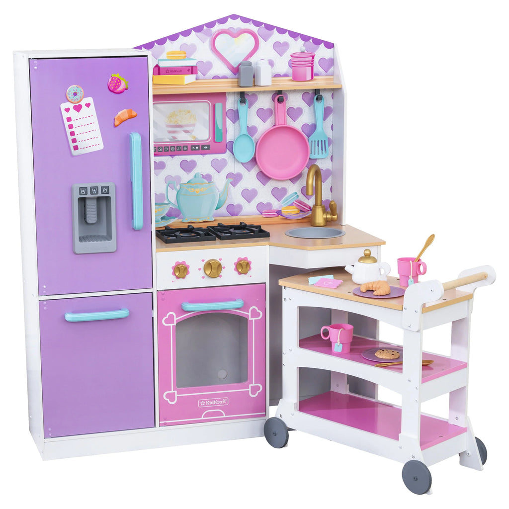 Wooden Play Kitchen with 21 Accessories W462142