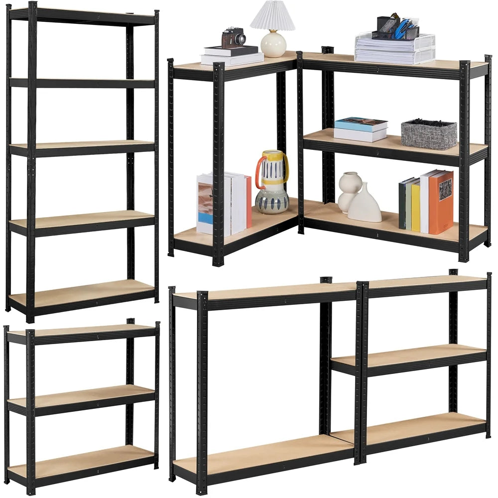 Black 5-Tier Adjustable Steel Storage Shelves M478405