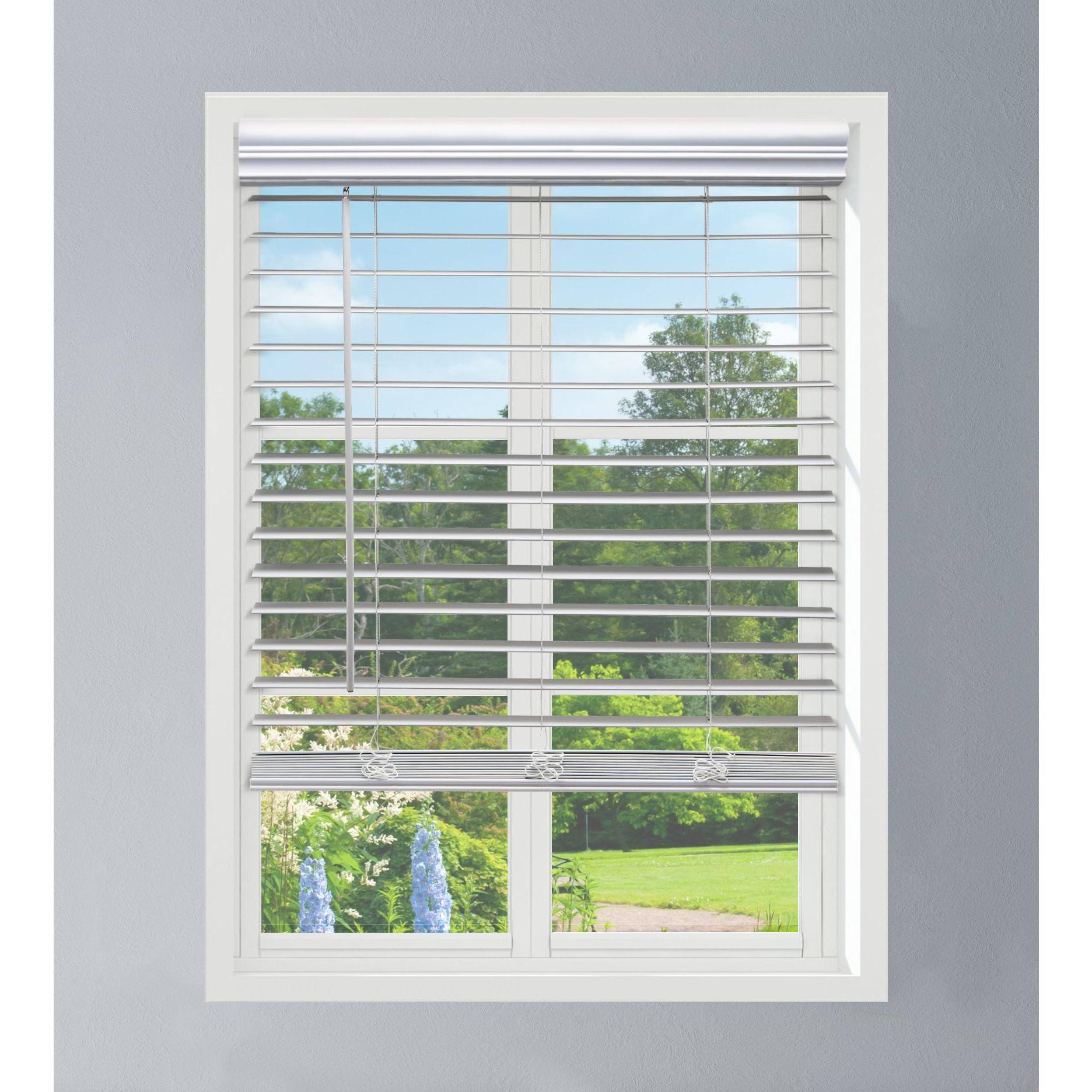 White Cordless Faux Wood Blind Z310