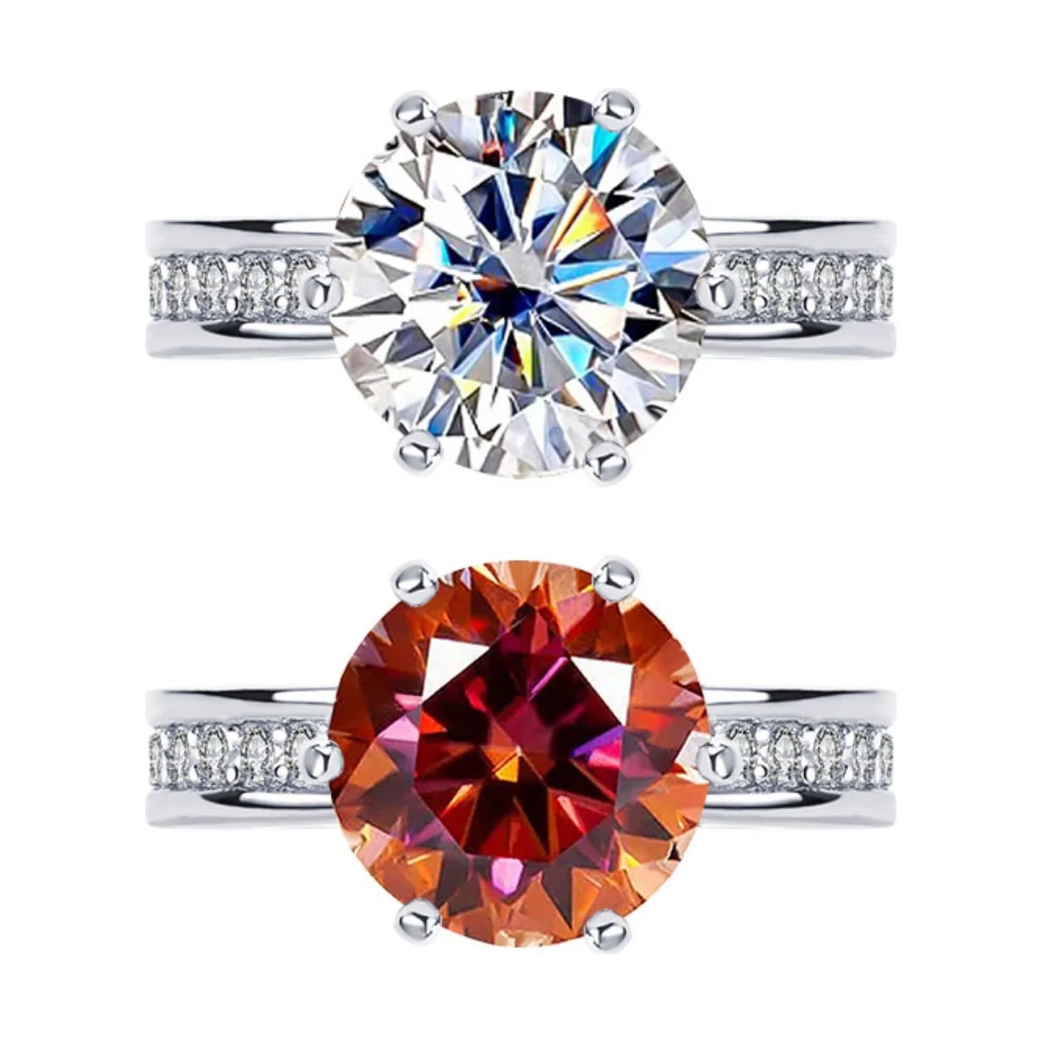 5ct Round Cut Moissanite Engagement Rings D Color VVS1 with Certificate F5887