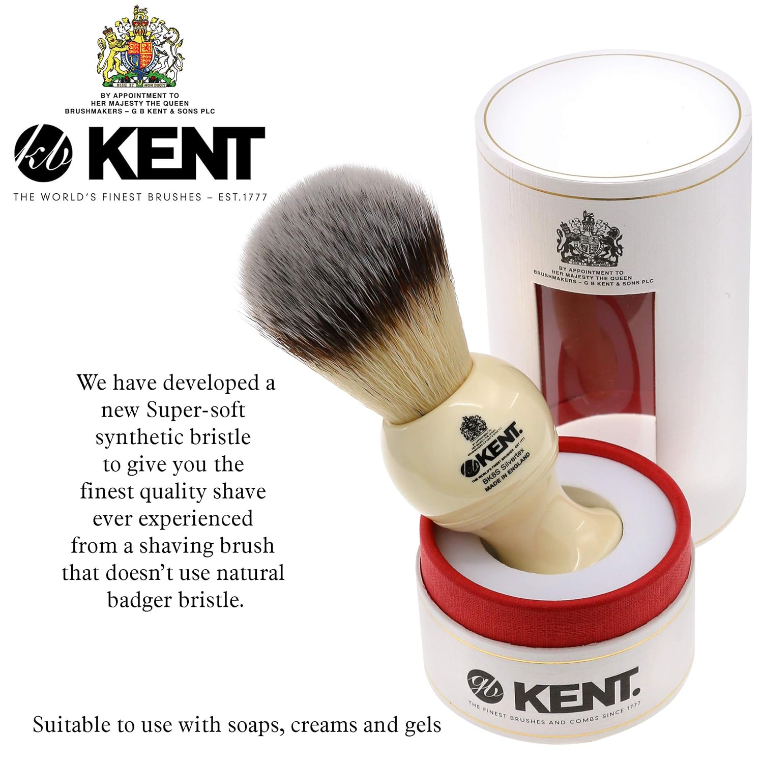 Shaving Brush with Ultra-Soft Synthetic Bristles and Faux Ivory Resin Handle, Pack of 2 O6495