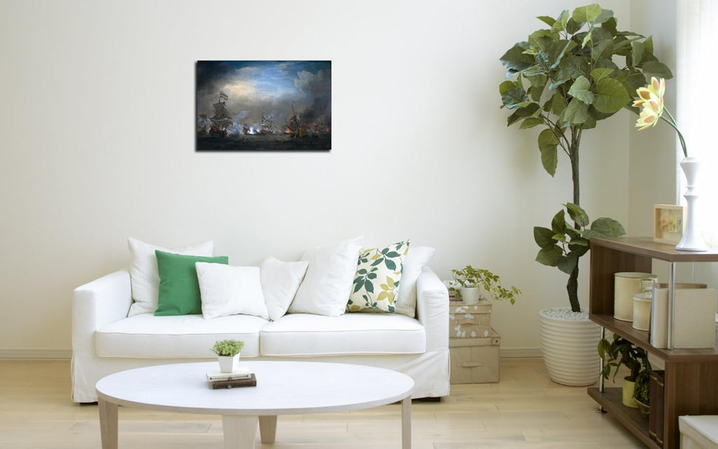 Naval Battle Prints Canvas Framed Wall Decor N7611
