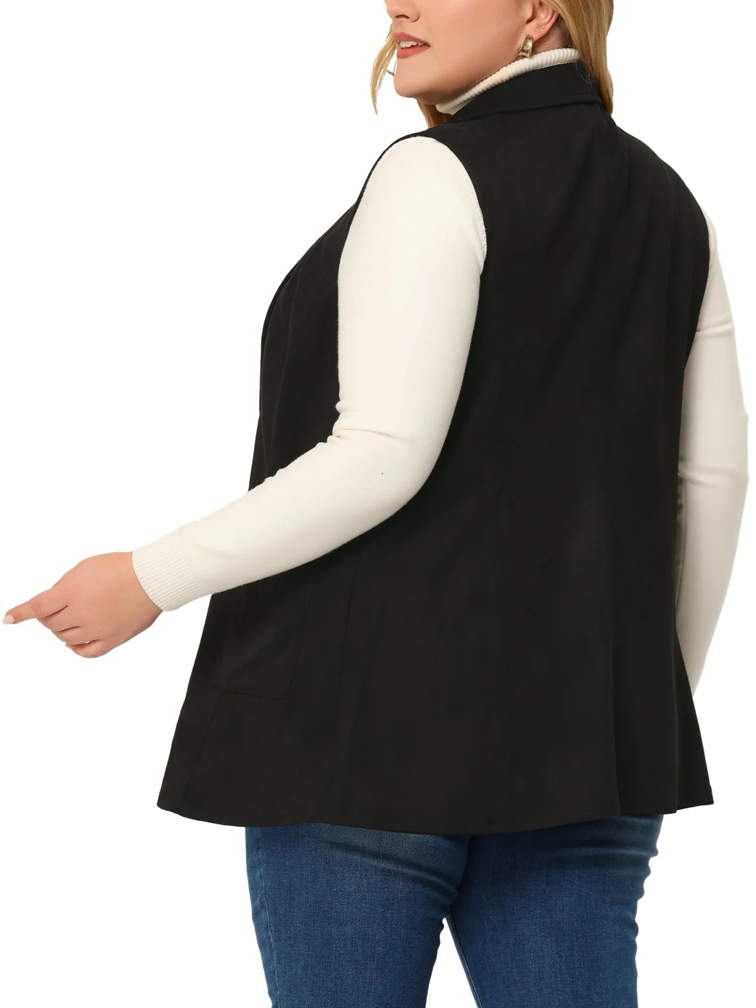 Plus Size Sleeveless Suede Vest J133
