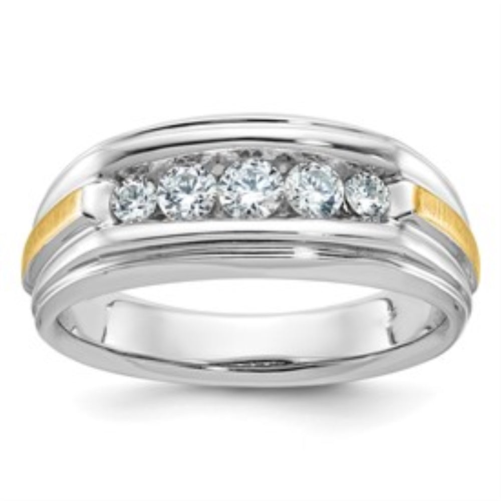 14k Two-tone Gold Men's 5-Stone 1/2 Carat Lab Grown Diamond Ring H629296
