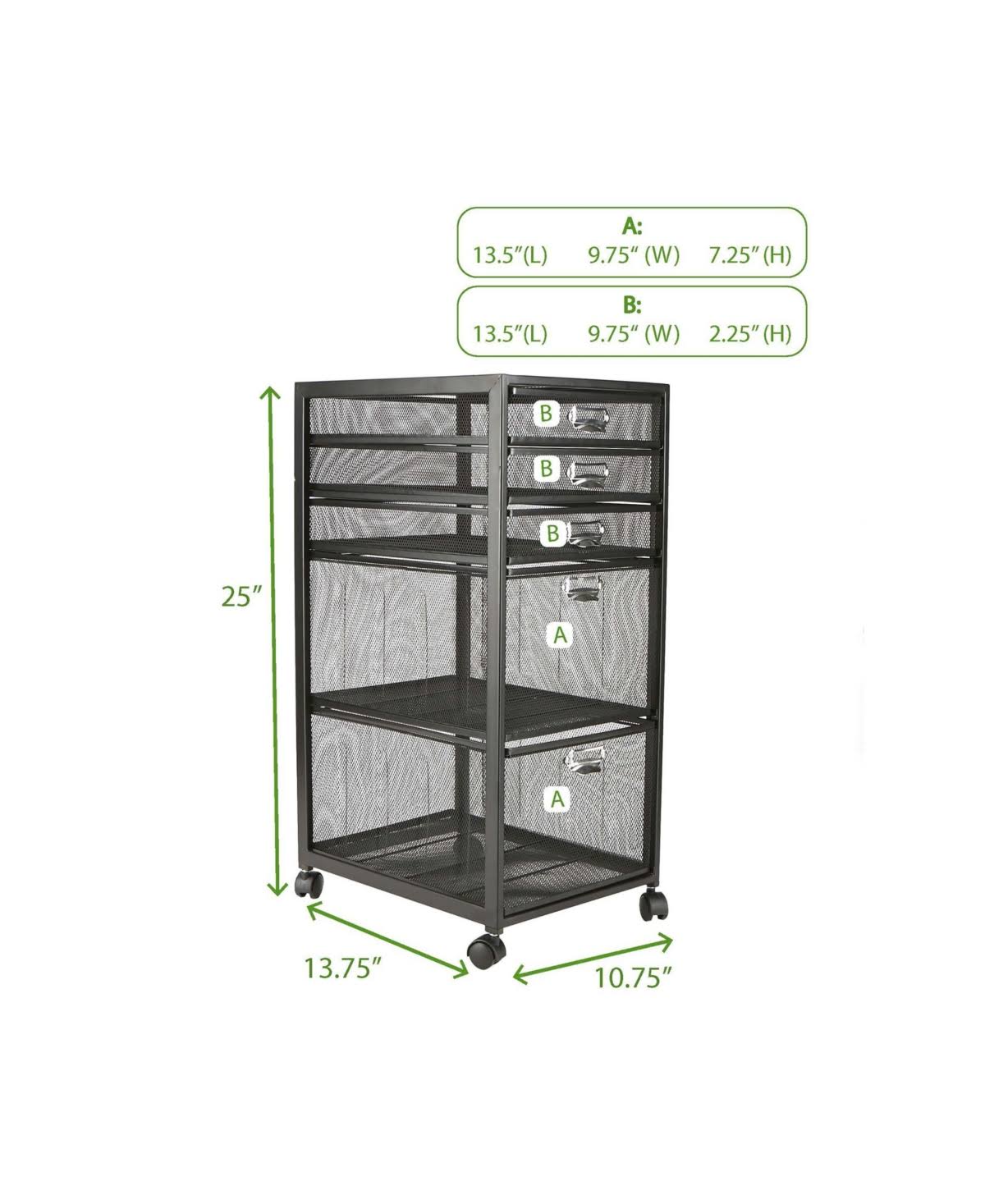 5-Tiered Drawer Storage Cart Black A50961