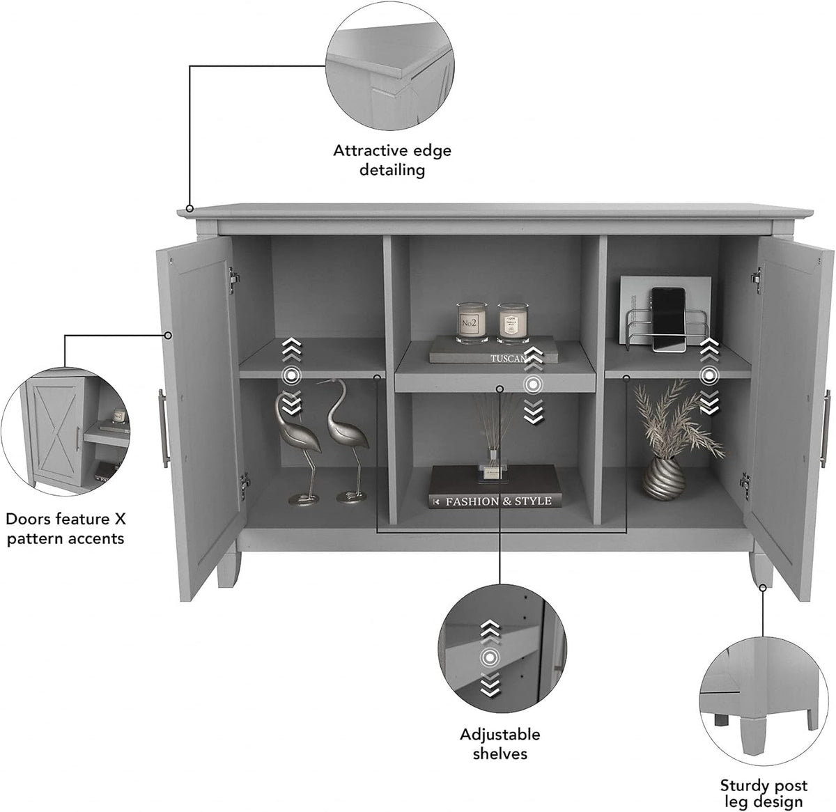 Cape Cod Gray Accent Cabinet with Doors E65399