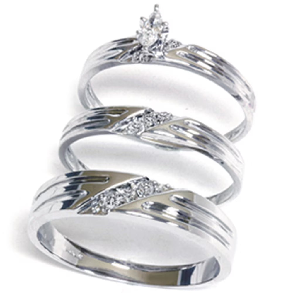 14K Gold Engagement Wedding Ring Bridal Set Trio L81043