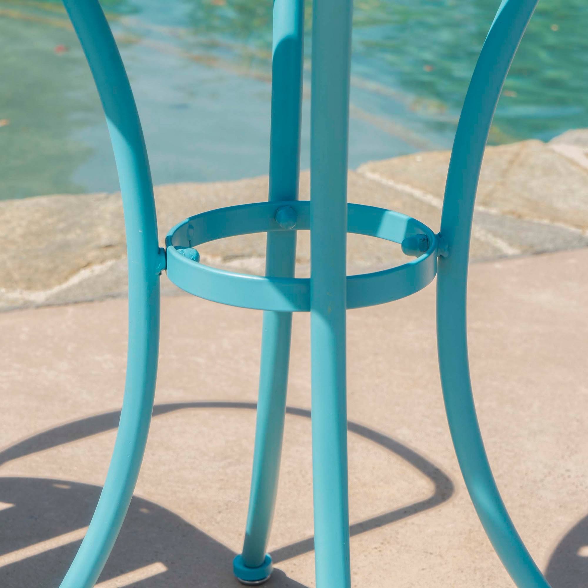 3PC Cast Iron Patio Bistro Set Matte Blue B496