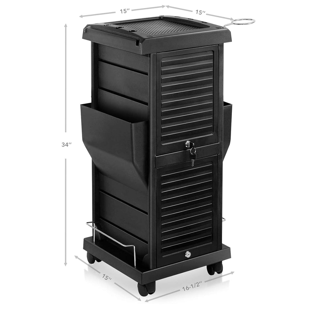 Black Locking Rolling Trolley Cart with Pockets C8498