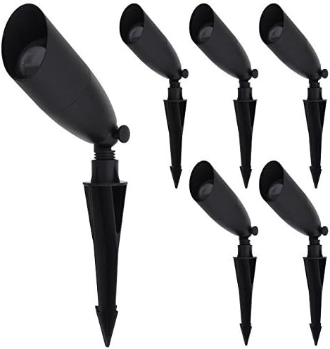 Black Aluminum Low Voltage Landscape Spot Light with Ground Spike, 6-Pack X67543
