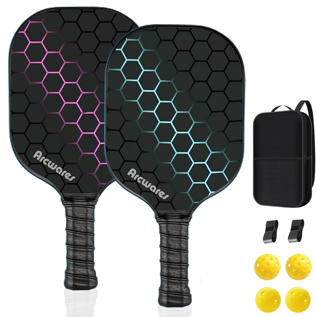 Pickleball Paddles Set of 2 with 4 Pickle Balls and Bag G826