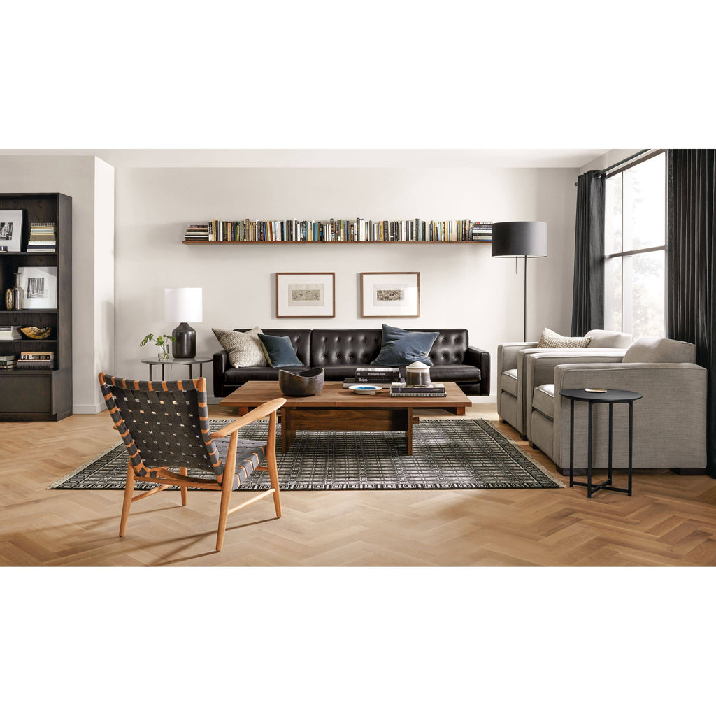 Round End Table with Smoke Tempered Glass Top S9040